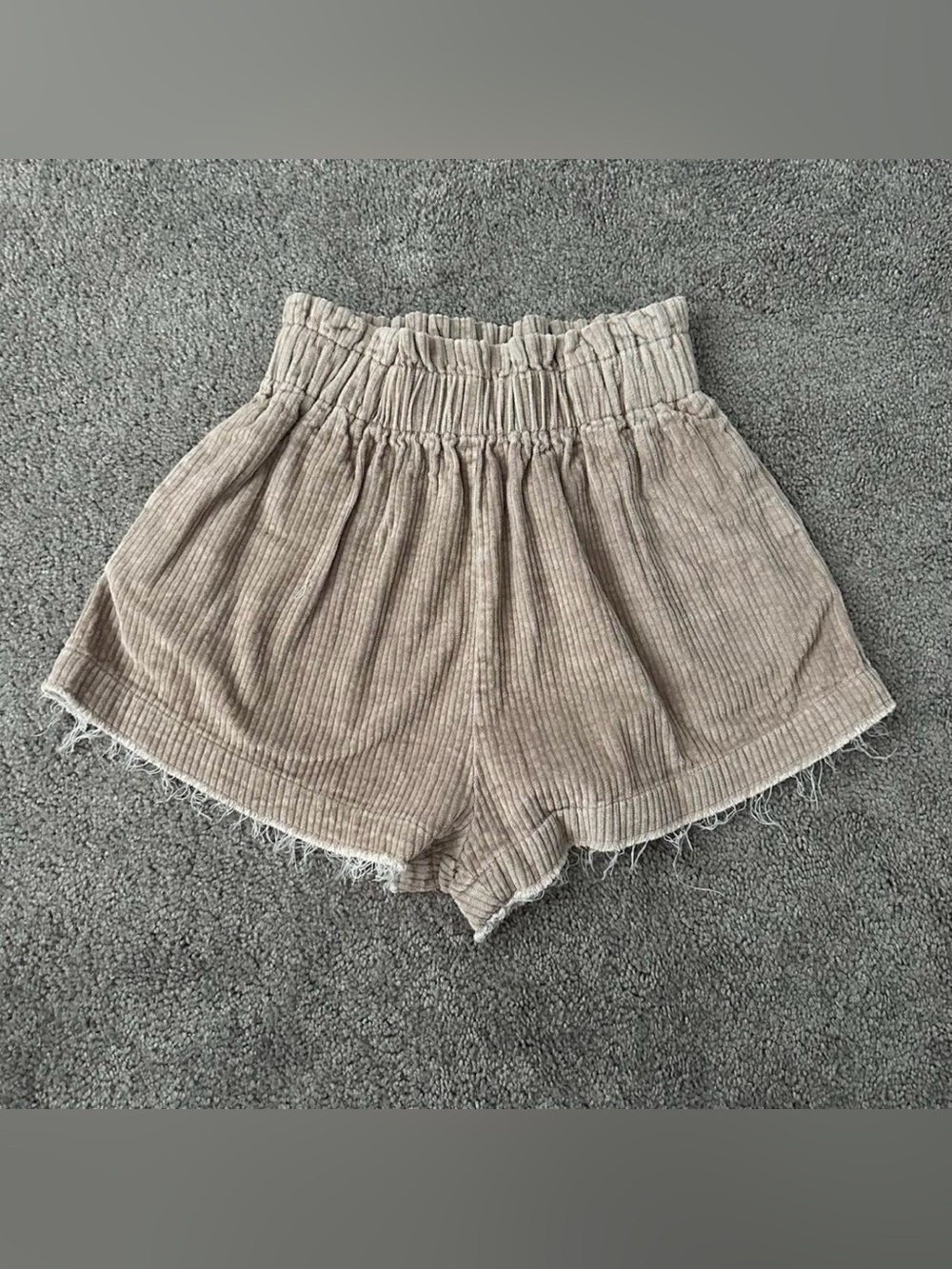 Beige Corduroy Women's Shorts - Picture 1 of 3
